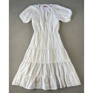 Betsey Johnson Midi Dress Womens Medium Puff Sleeve Speckled Tiered Peasant